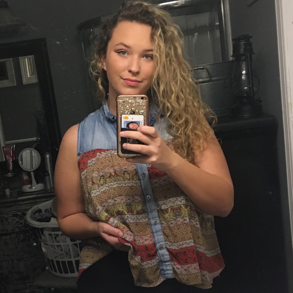 Printed flowy tank top